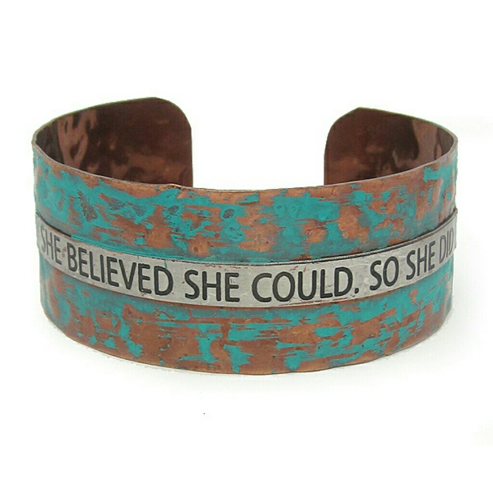 Handmade Stamped Bracelet "She believed she could"